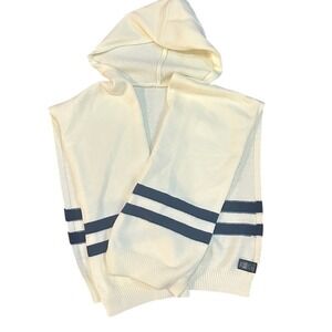 Hooded Shawl with blue Stripes